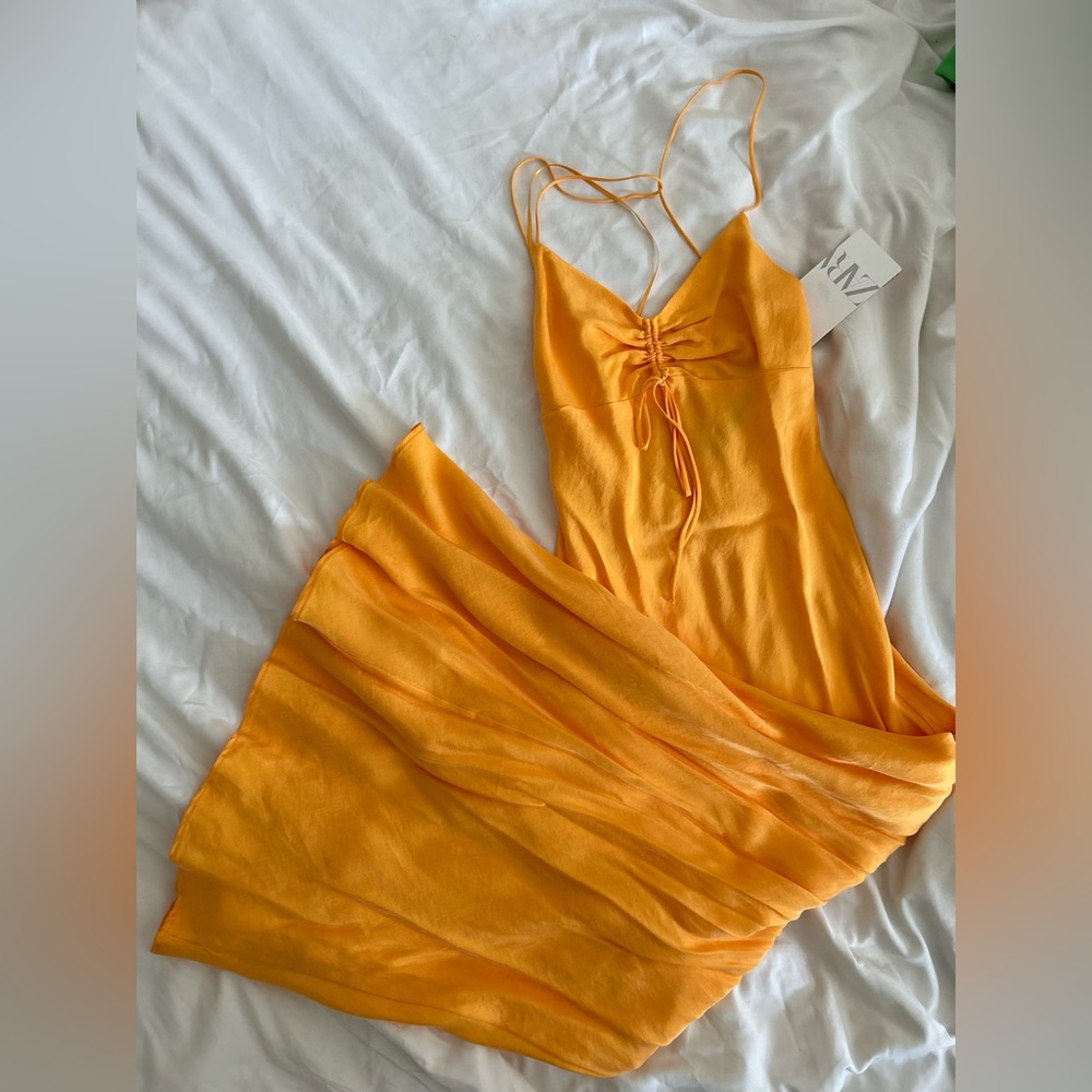 Zara Orange Midi Dress
